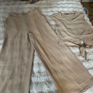 Women's Tan Pants & Top Set